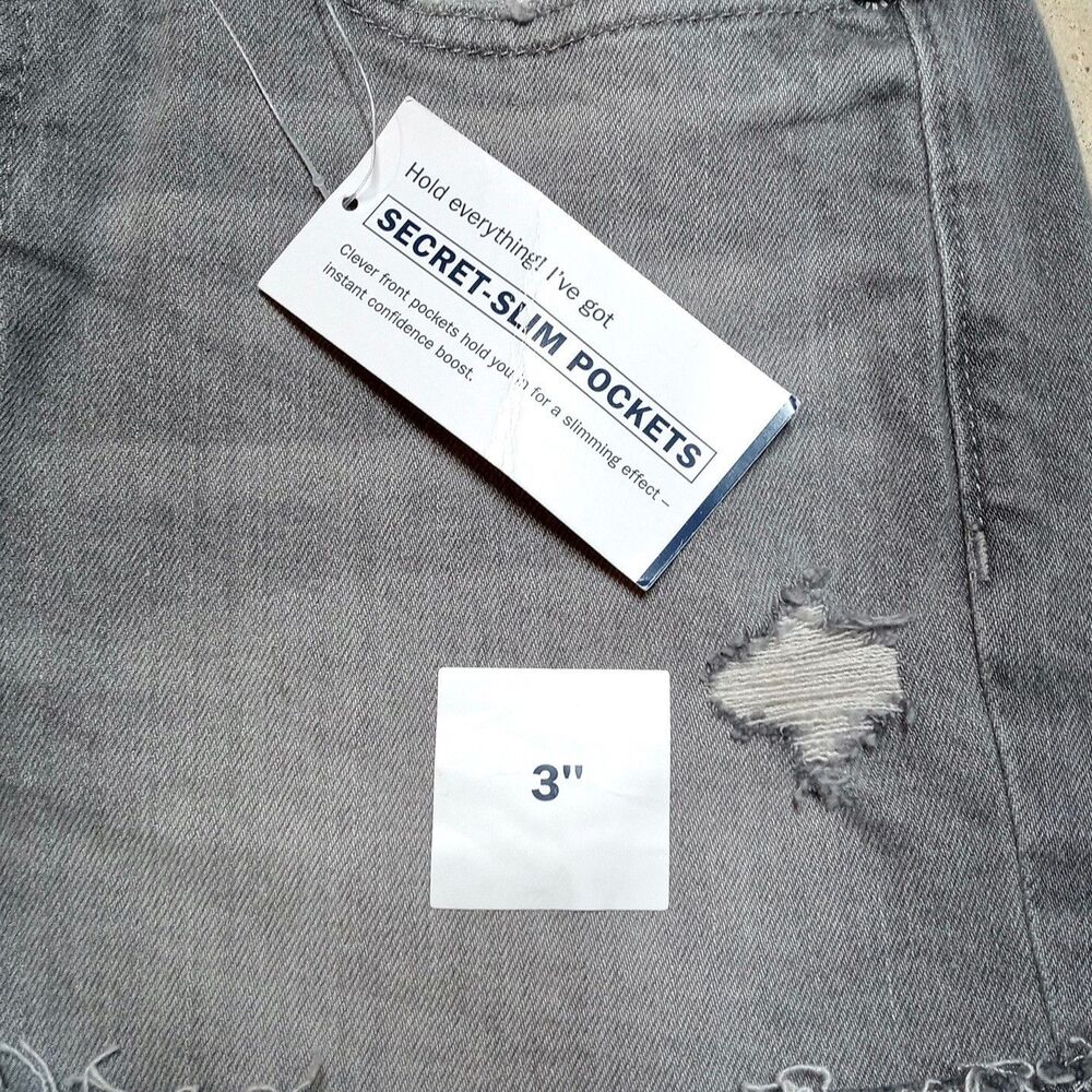 Old Navy O.G. Shorts Womens 6 Gray High Rise Distressed Cutoff Jean Jort Stretch - Picture 2 of 10